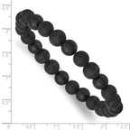 Black Ion-Plated Polished Onyx Stainless Steel Ball (Beaded) Chain Bracelet 8.5mm