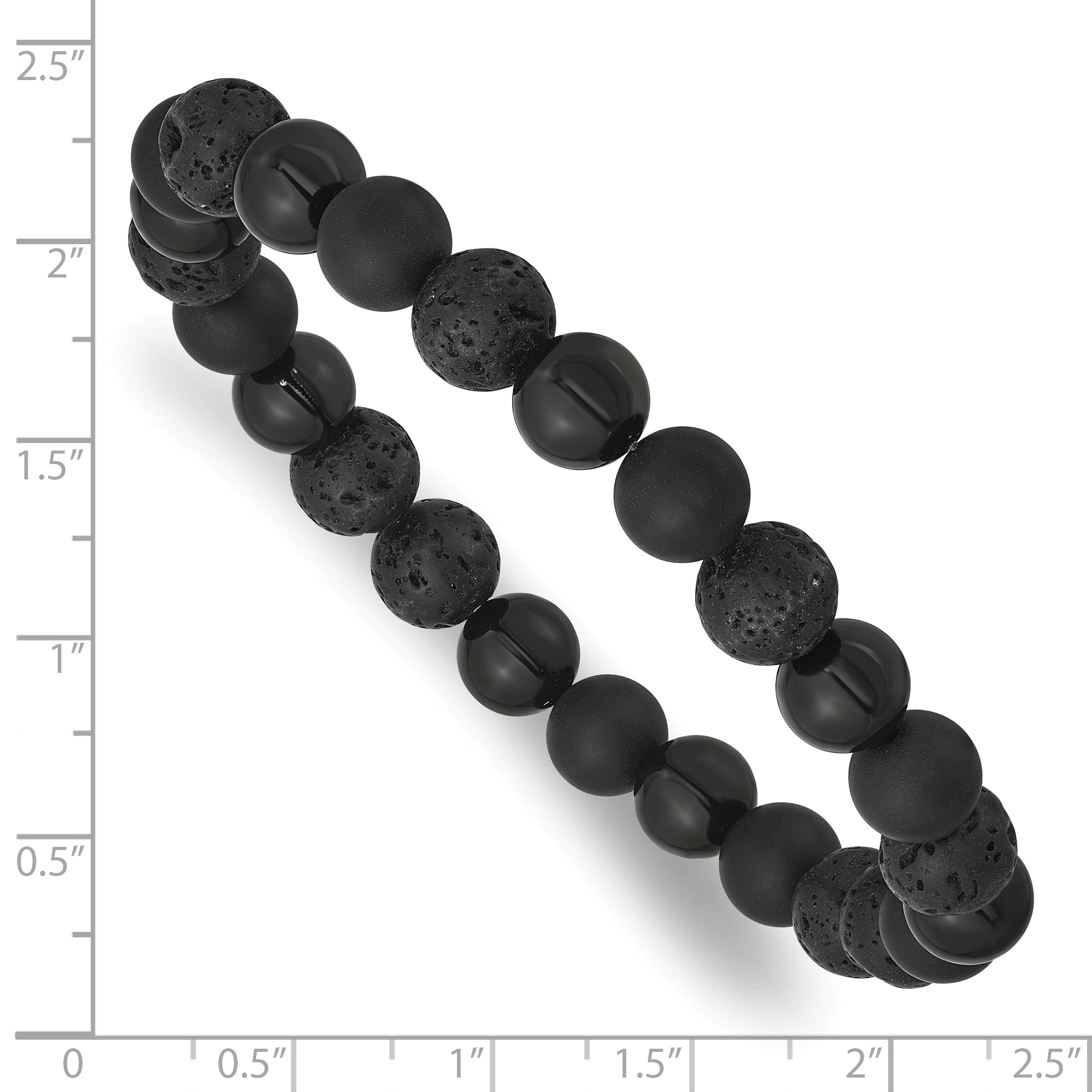 Black Ion-Plated Polished Onyx Stainless Steel Ball (Beaded) Chain Bracelet 8.5mm