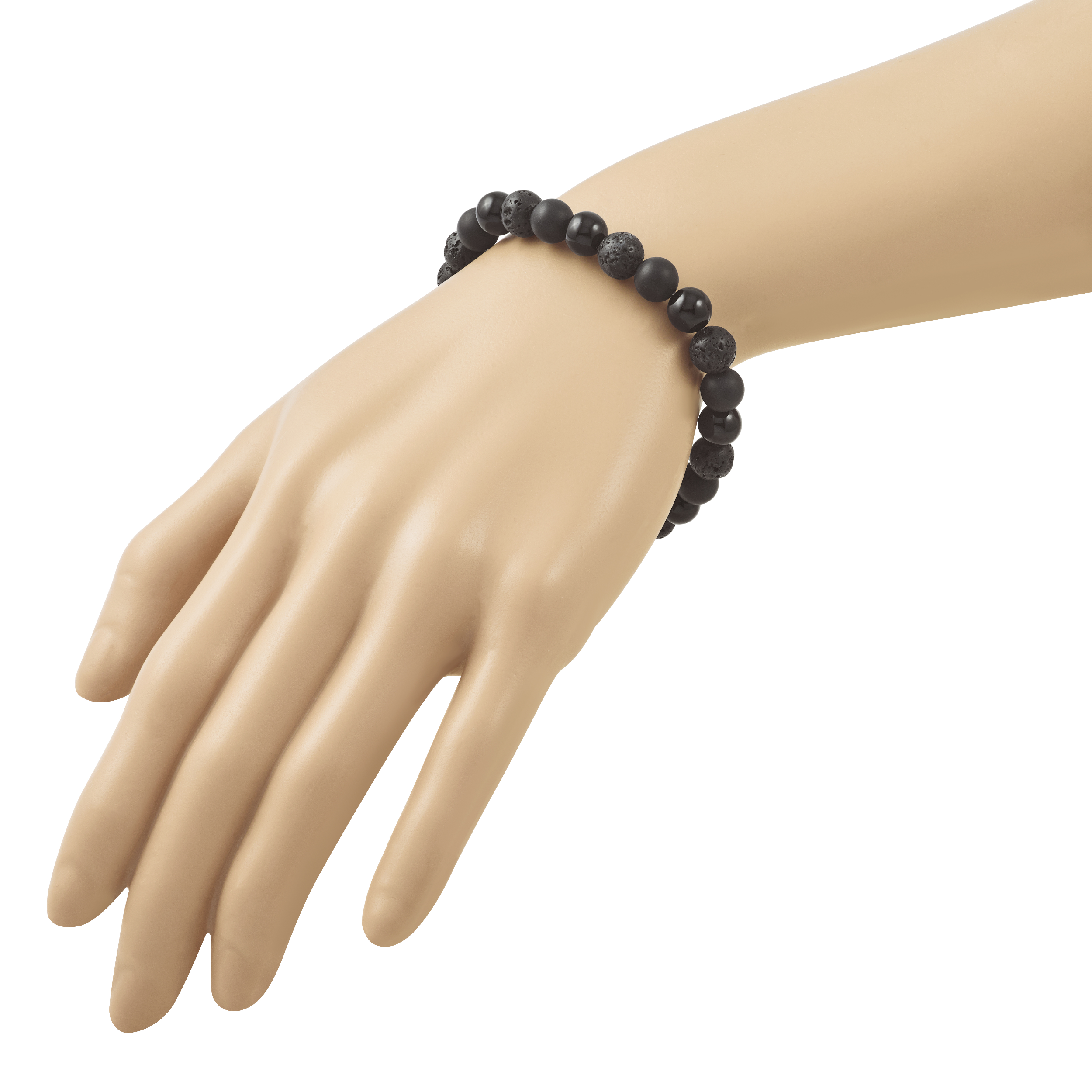 Black Ion-Plated Polished Onyx Stainless Steel Ball (Beaded) Chain Bracelet 8.5mm