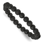 Black Ion-Plated Polished Onyx Stainless Steel Ball (Beaded) Chain Bracelet 8.5mm