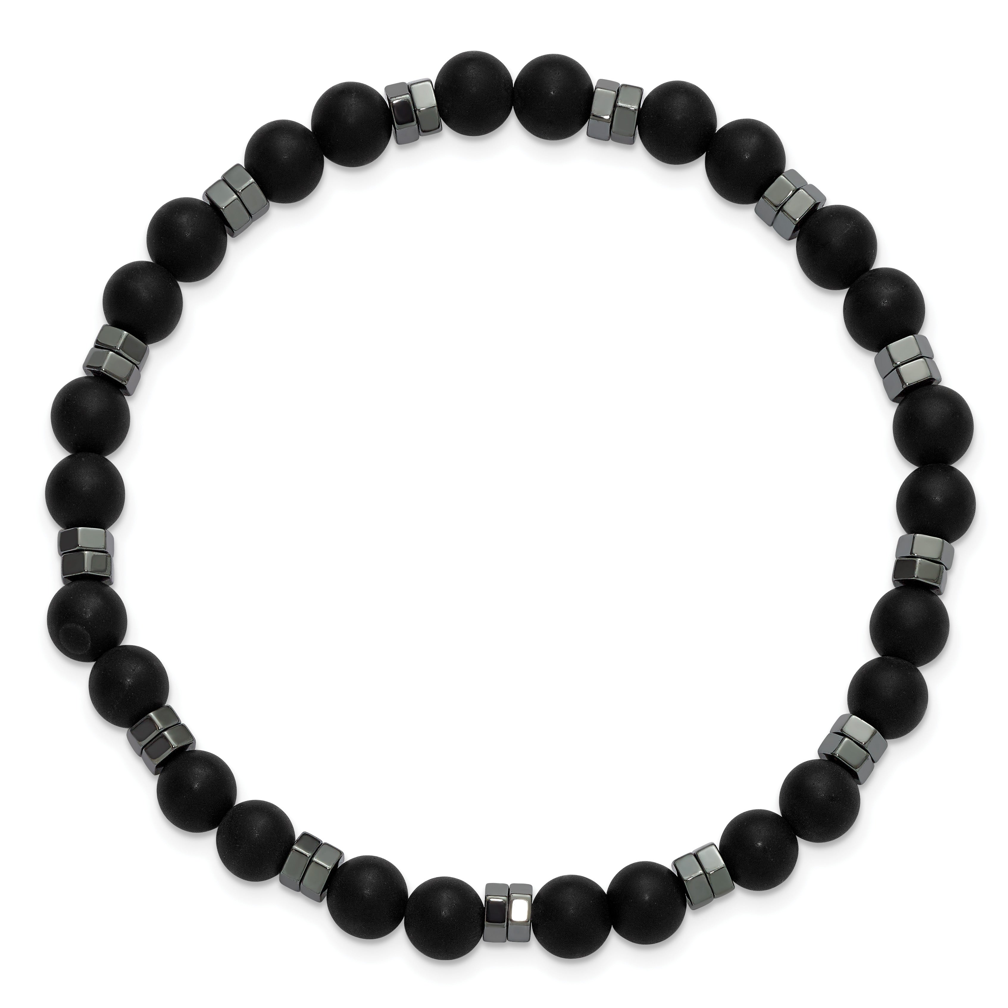 Polished Grey Hematite Stainless Steel Ball (Beaded) Chain Bracelet 6.25mm