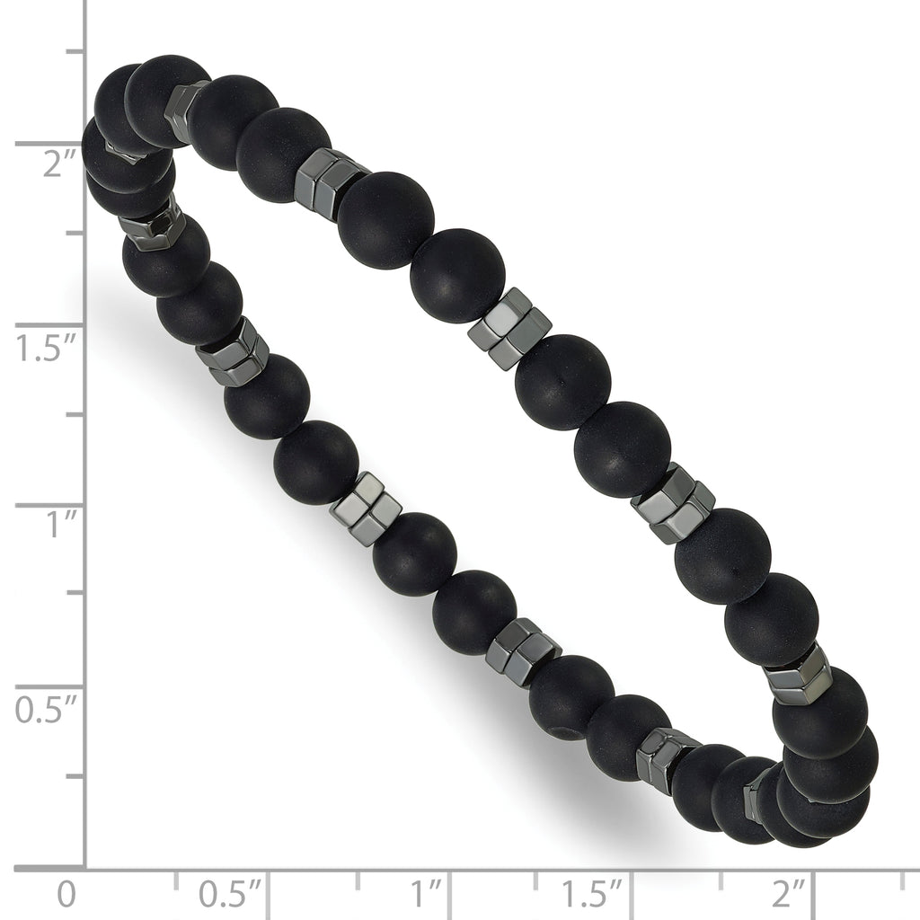 Polished Grey Hematite Stainless Steel Ball (Beaded) Chain Bracelet 6.25mm