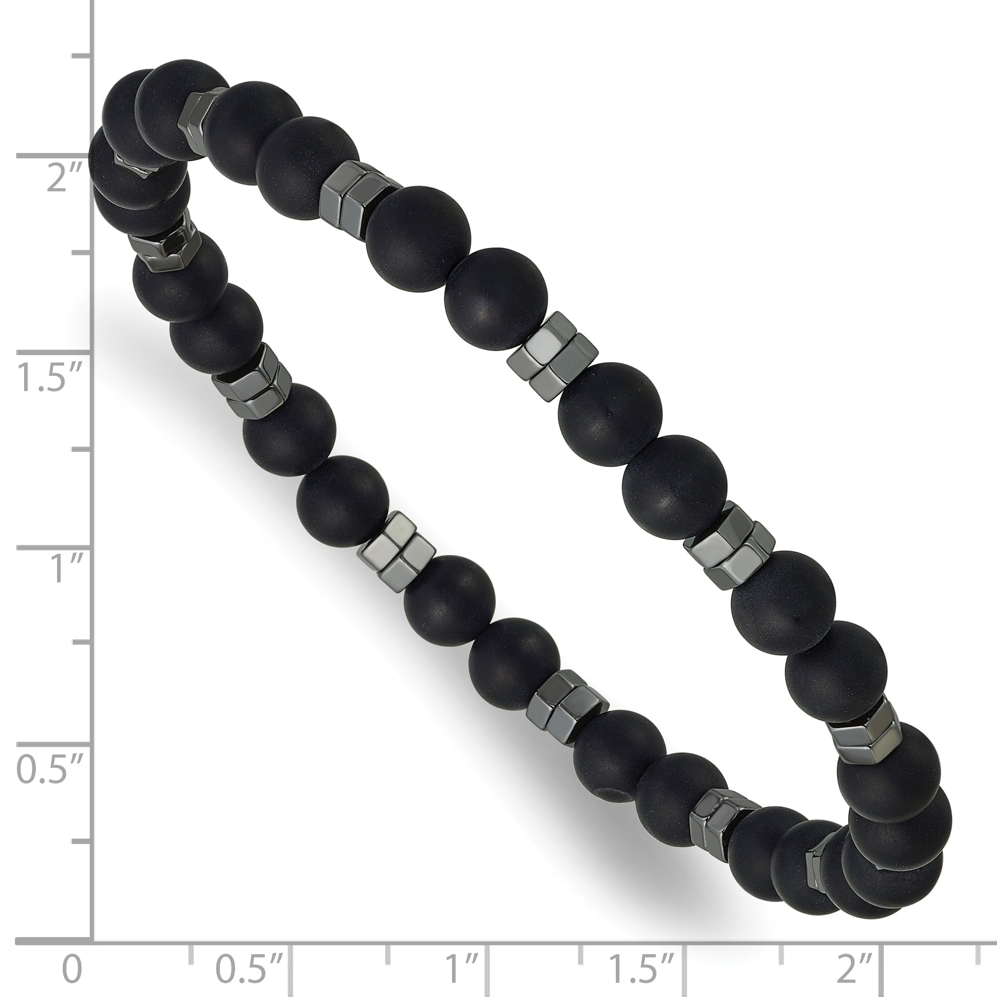 Polished Grey Hematite Stainless Steel Ball (Beaded) Chain Bracelet 6.25mm