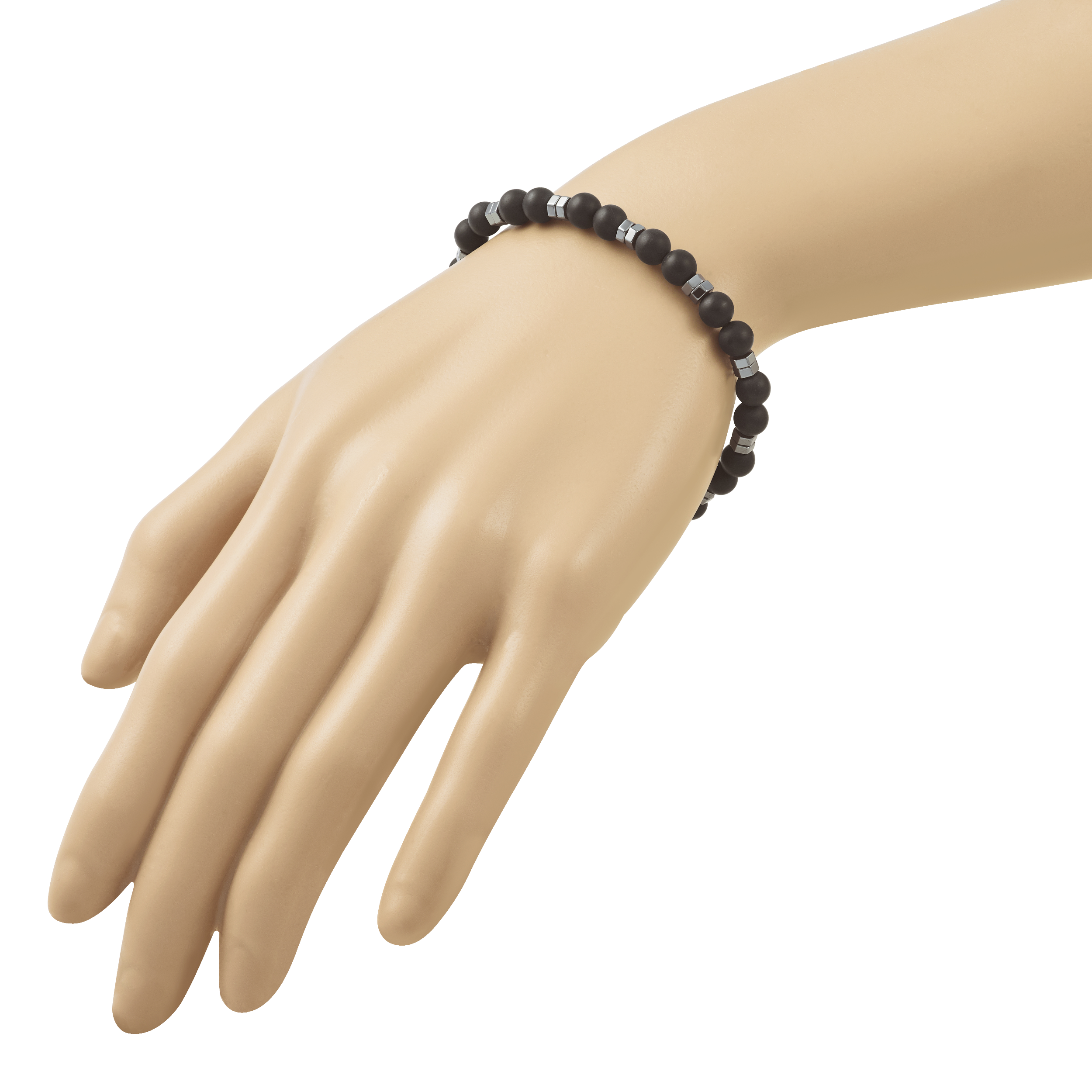 Polished Grey Hematite Stainless Steel Ball (Beaded) Chain Bracelet 6.25mm