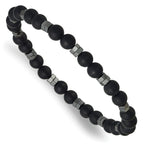Polished Grey Hematite Stainless Steel Ball (Beaded) Chain Bracelet 6.25mm