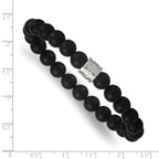 Hammered Black Onyx Stainless Steel Ball (Beaded) Chain Bracelet 8.3mm