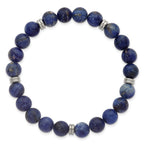 Polished Blue Sodalite Stainless Steel Ball (Beaded) Chain Bracelet 8.5mm