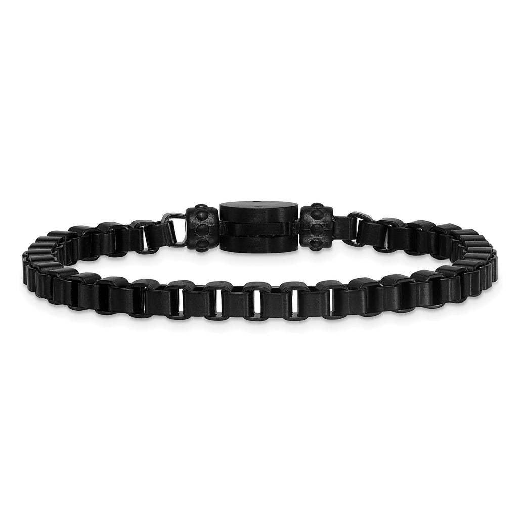Brushed Black Stainless Steel Box Chain Bracelet 5mm