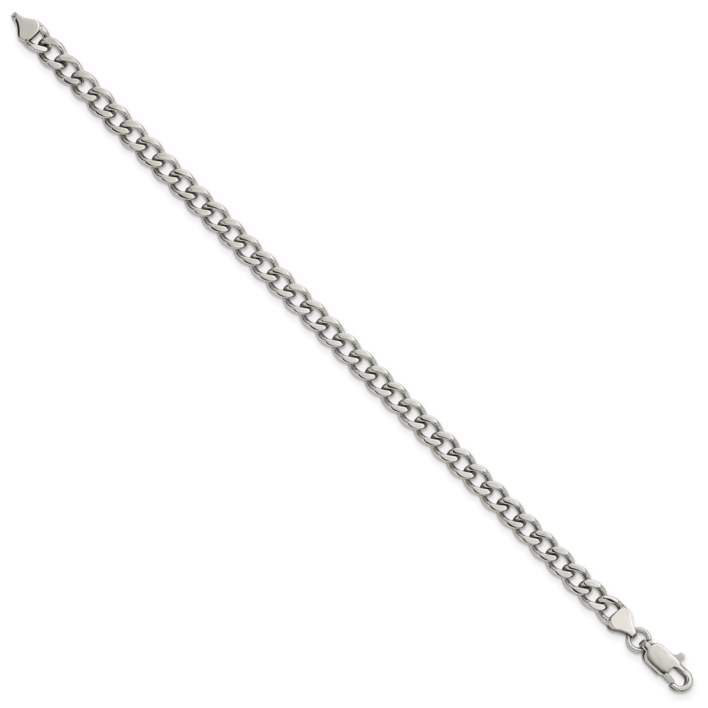 Polished Stainless Steel Curb Chain Bracelet 5.25mm