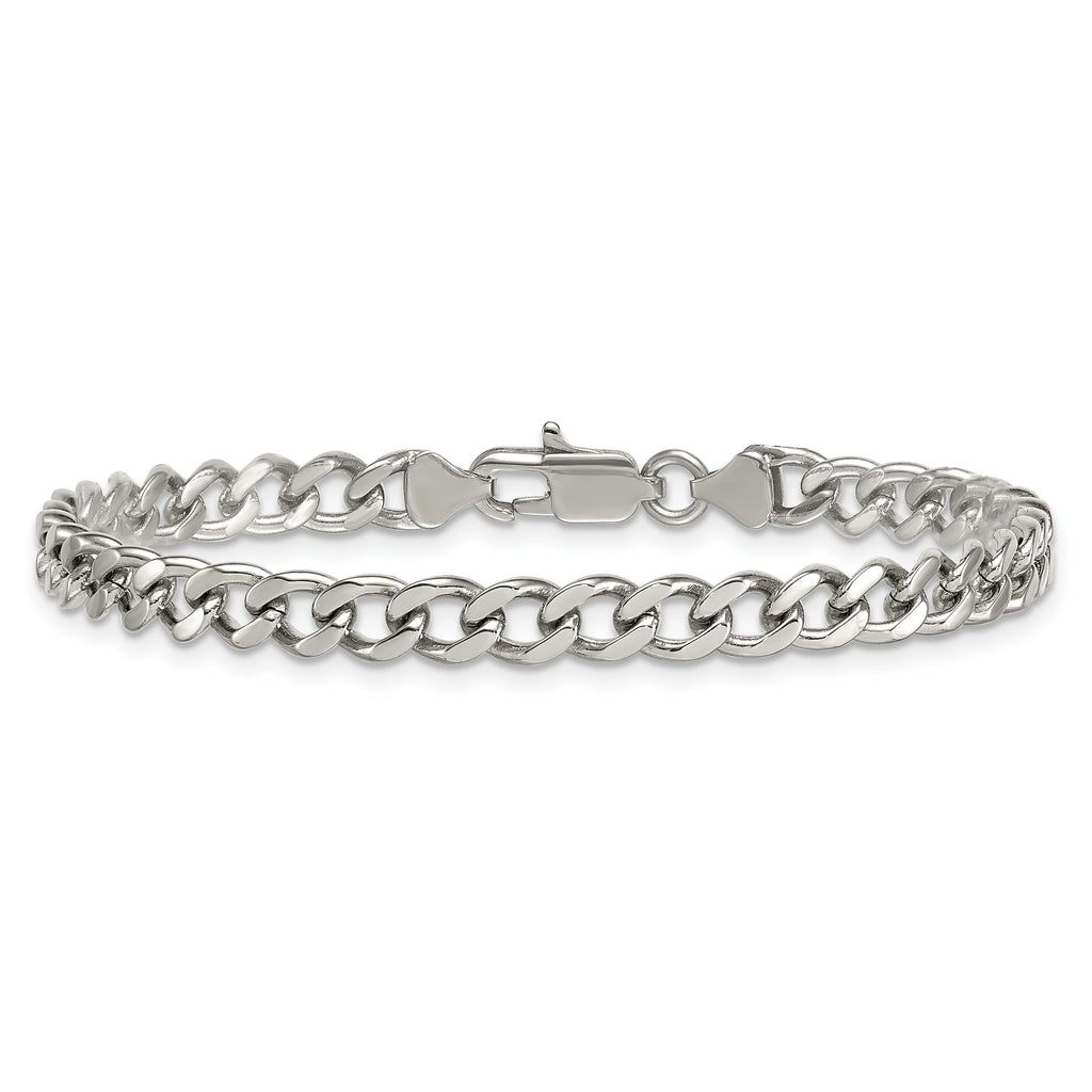 Polished Stainless Steel Curb Chain Bracelet 5.25mm
