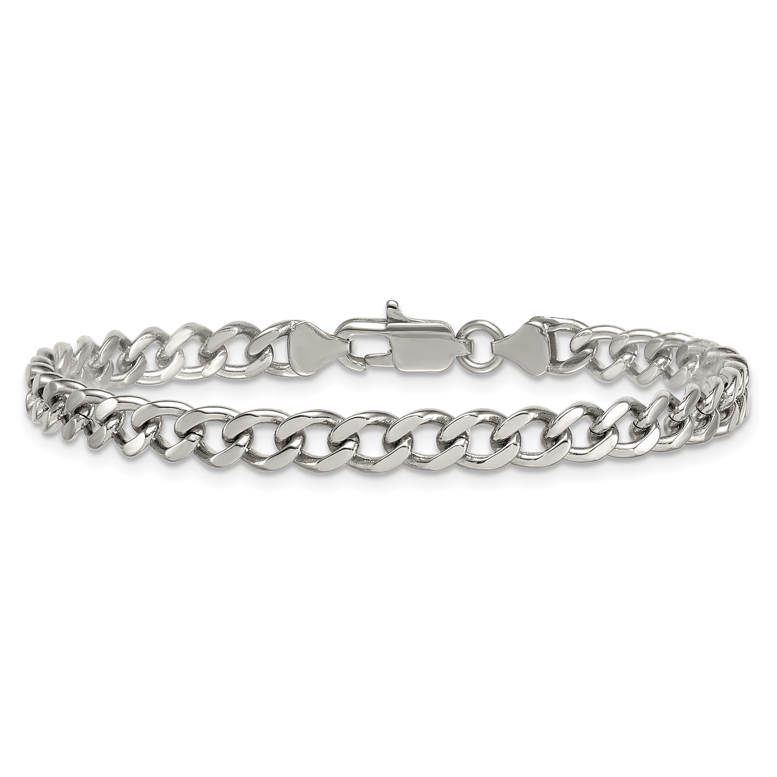 Polished Stainless Steel Curb Chain Bracelet 5.25mm