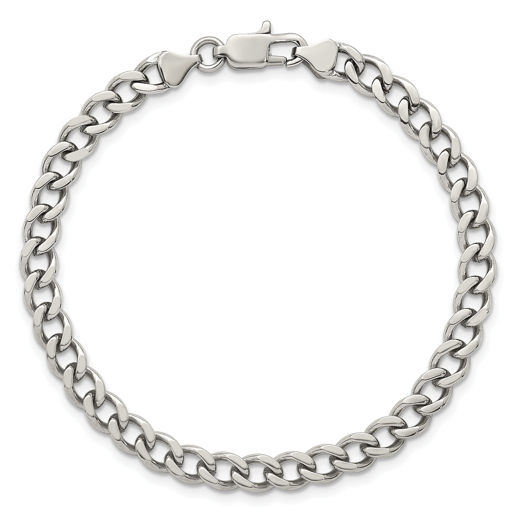 Polished Stainless Steel Curb Chain Bracelet 5.25mm