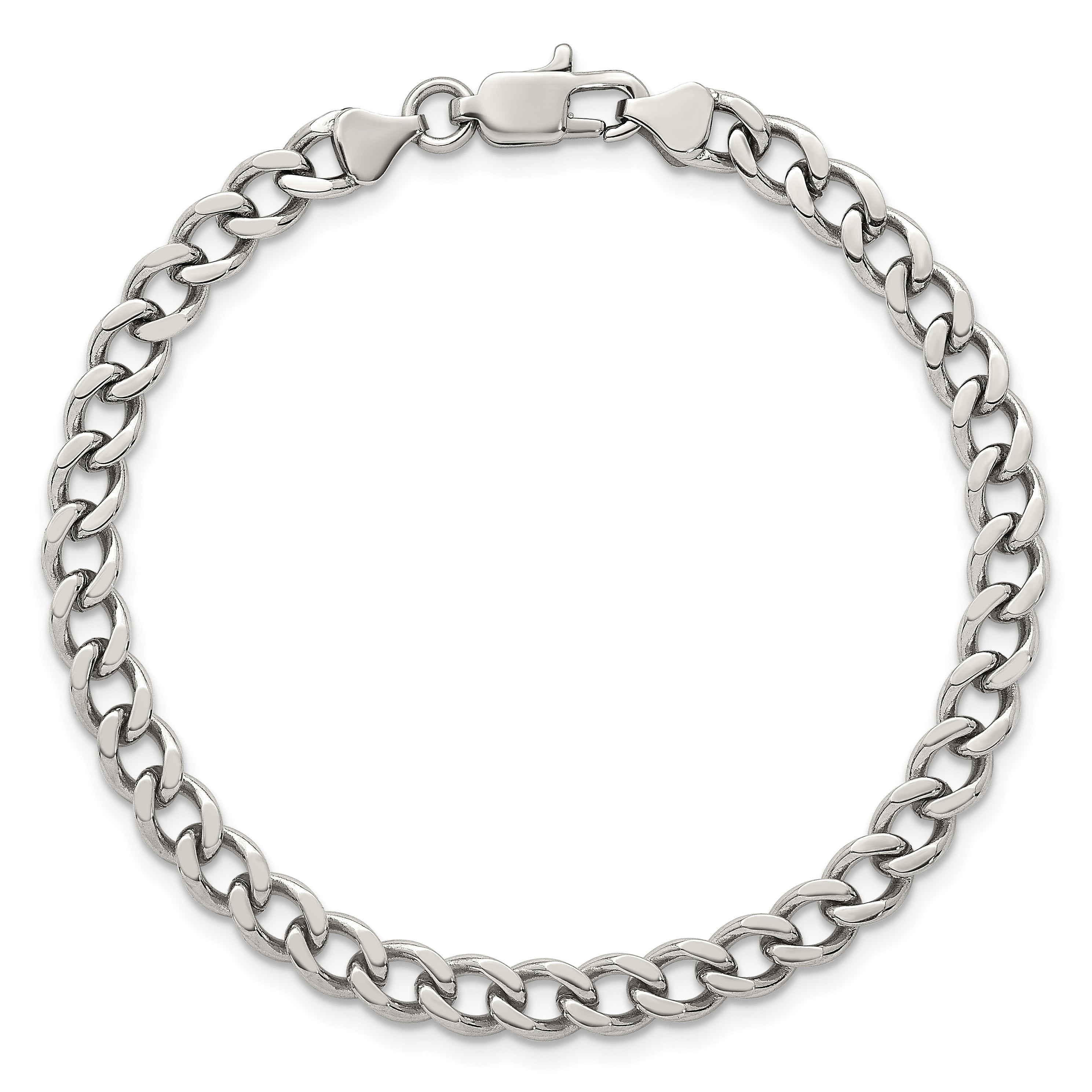 Polished Stainless Steel Curb Chain Bracelet 5.25mm