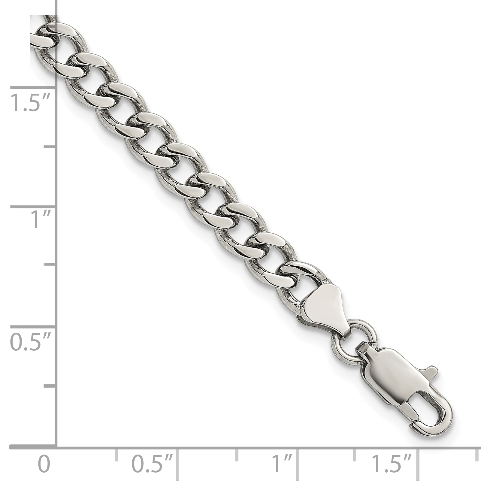 Polished Stainless Steel Curb Chain Bracelet 5.25mm