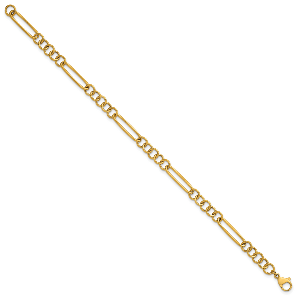 Women's Polished Gold-Tone Stainless Steel Anklet