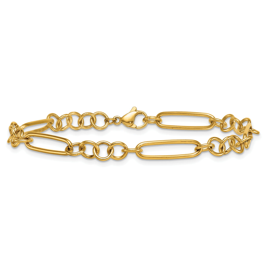 Women's Polished Gold-Tone Stainless Steel Anklet