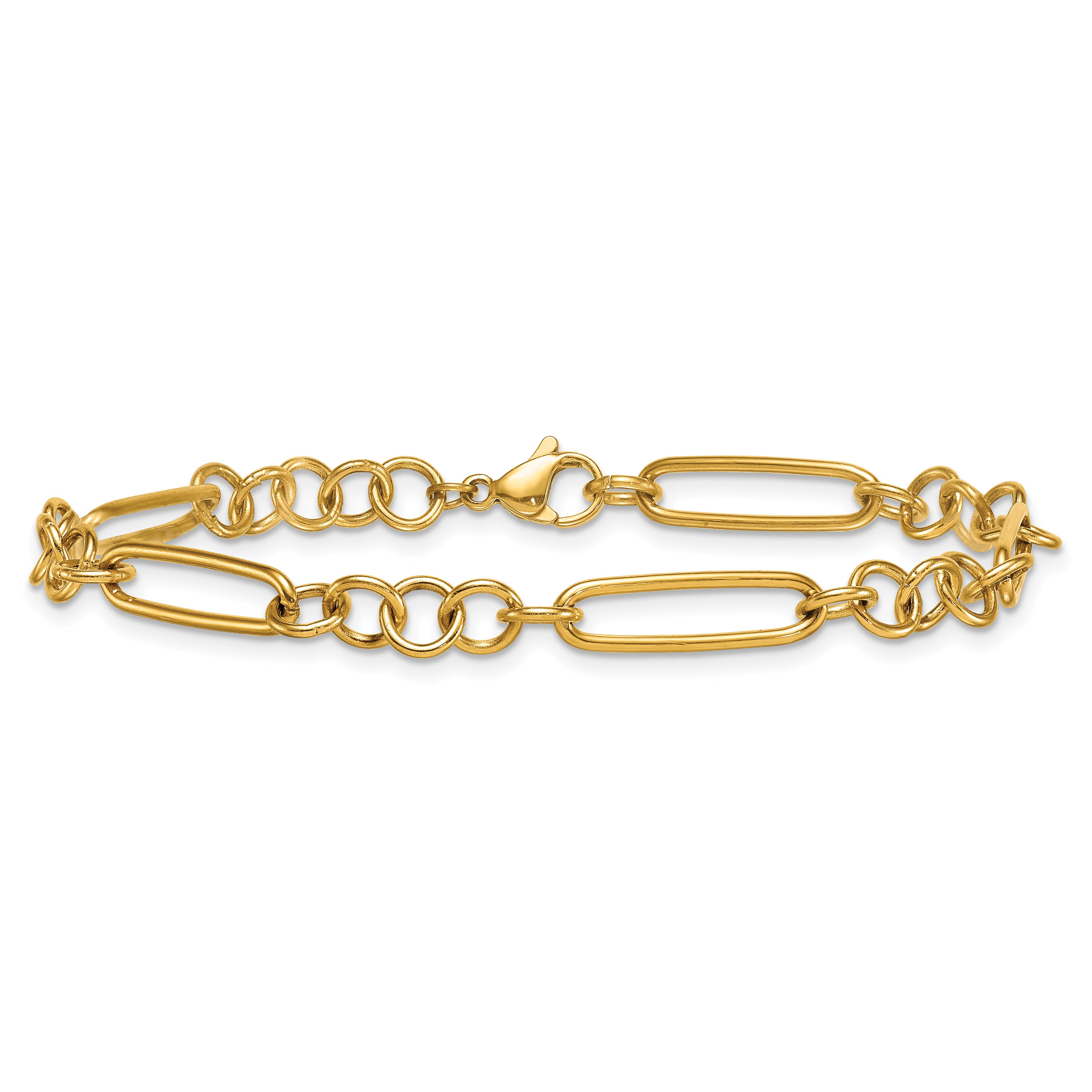 Women's Polished Gold-Tone Stainless Steel Anklet