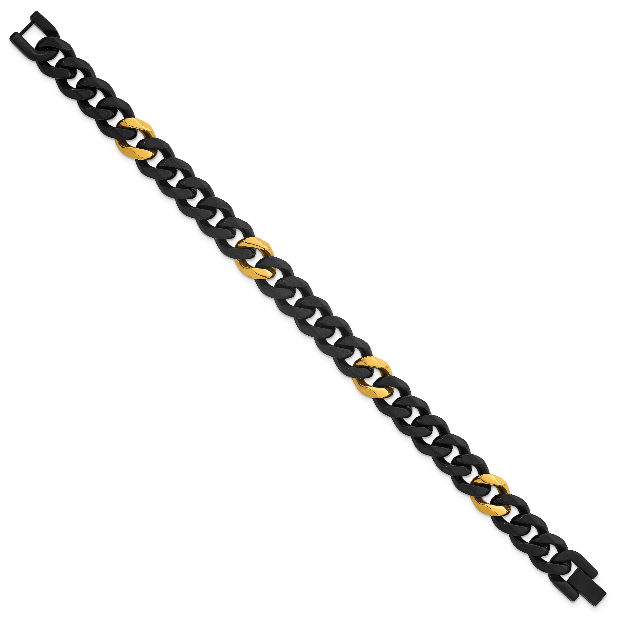 Brushed and Polished Gold-Tone Stainless Steel Cuban Chain Bracelet 10.5mm Secondary image