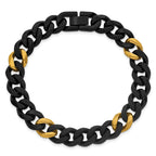 Brushed and Polished Gold-Tone Stainless Steel Cuban Chain Bracelet 10.5mm