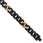Brushed and Polished Gold-Tone Stainless Steel Cuban Chain Bracelet 10.5mm