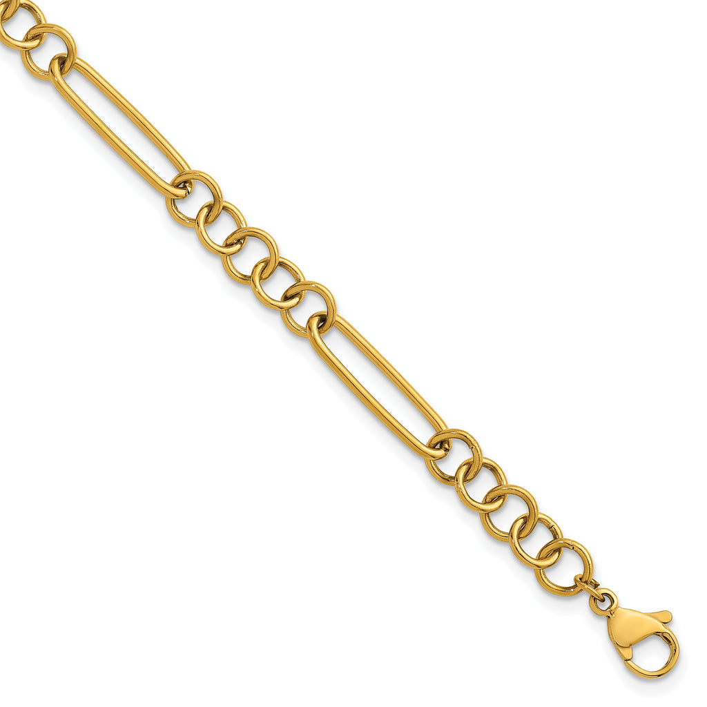 Women's Polished Gold-Tone Stainless Steel Anklet