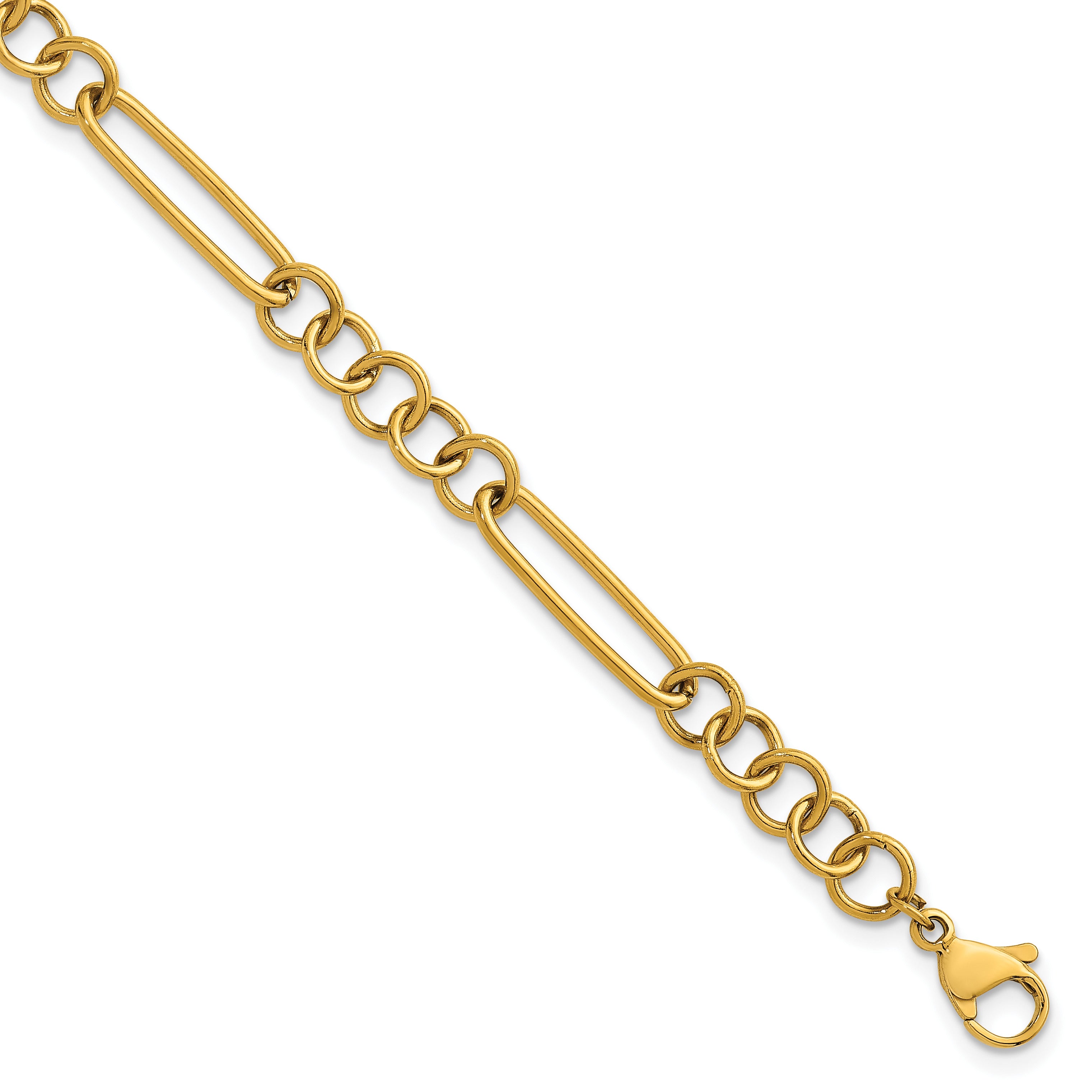 Women's Polished Gold-Tone Stainless Steel Anklet