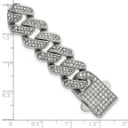 Polished Crystal Stainless Steel Cuban Chain Bracelet 15mm
