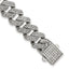 Polished Crystal Stainless Steel Cuban Chain Bracelet 15mm