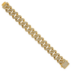 Gold-Tone Polished Crystal Stainless Steel Cuban Chain Bracelet 19mm