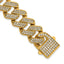 Gold-Tone Polished Crystal Stainless Steel Cuban Chain Bracelet 19mm