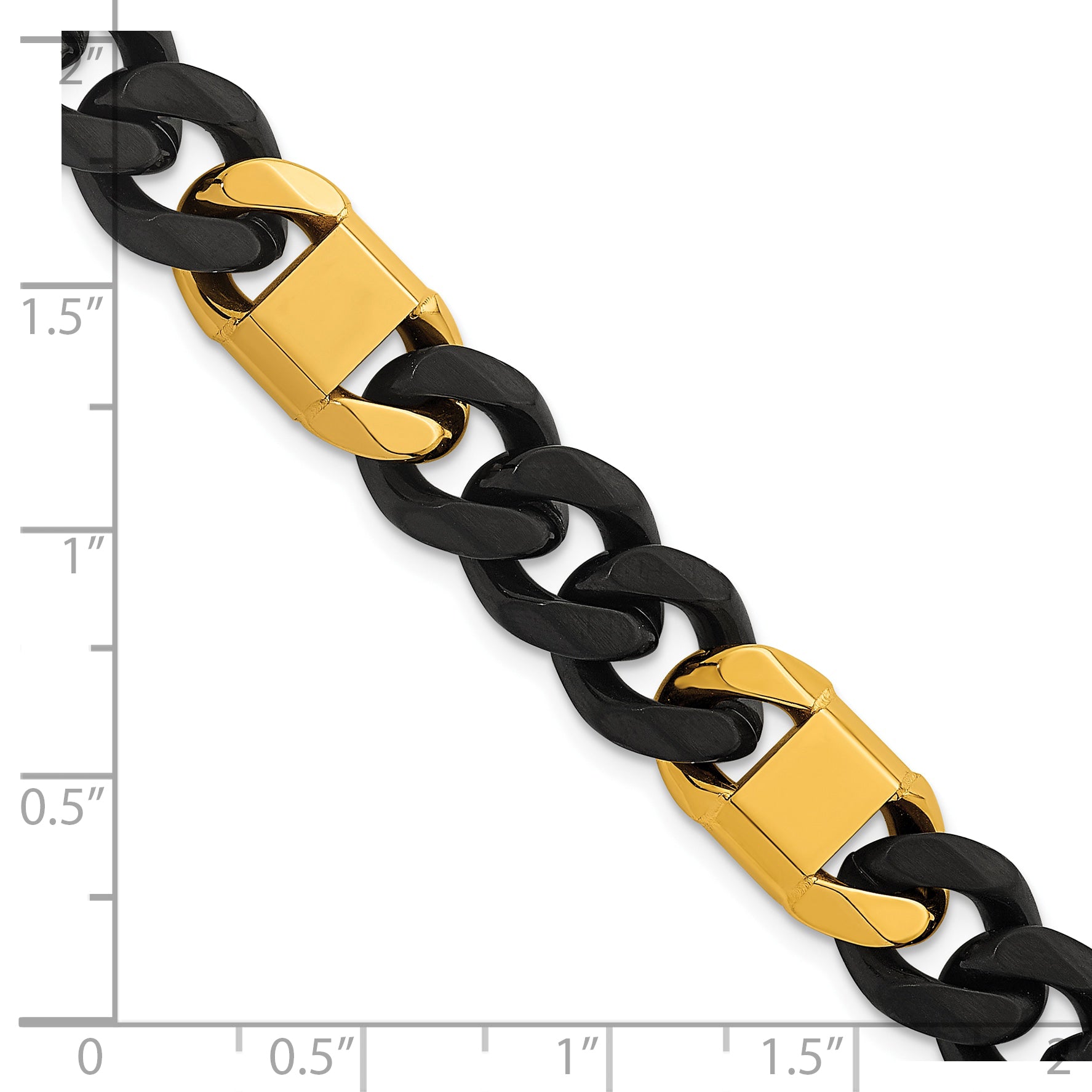 Brushed and Polished Gold-Tone Stainless Steel Cuban Chain Bracelet 10.5mm 8.5in