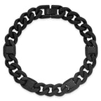 Brushed and Polished Black Stainless Steel Cuban Chain Bracelet 10.5mm