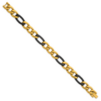 Polished Gold-Tone Stainless Steel Figaro Chain Bracelet 11mm