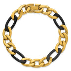 Polished Gold-Tone Stainless Steel Figaro Chain Bracelet 11mm