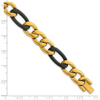 Polished Gold-Tone Stainless Steel Figaro Chain Bracelet 11mm