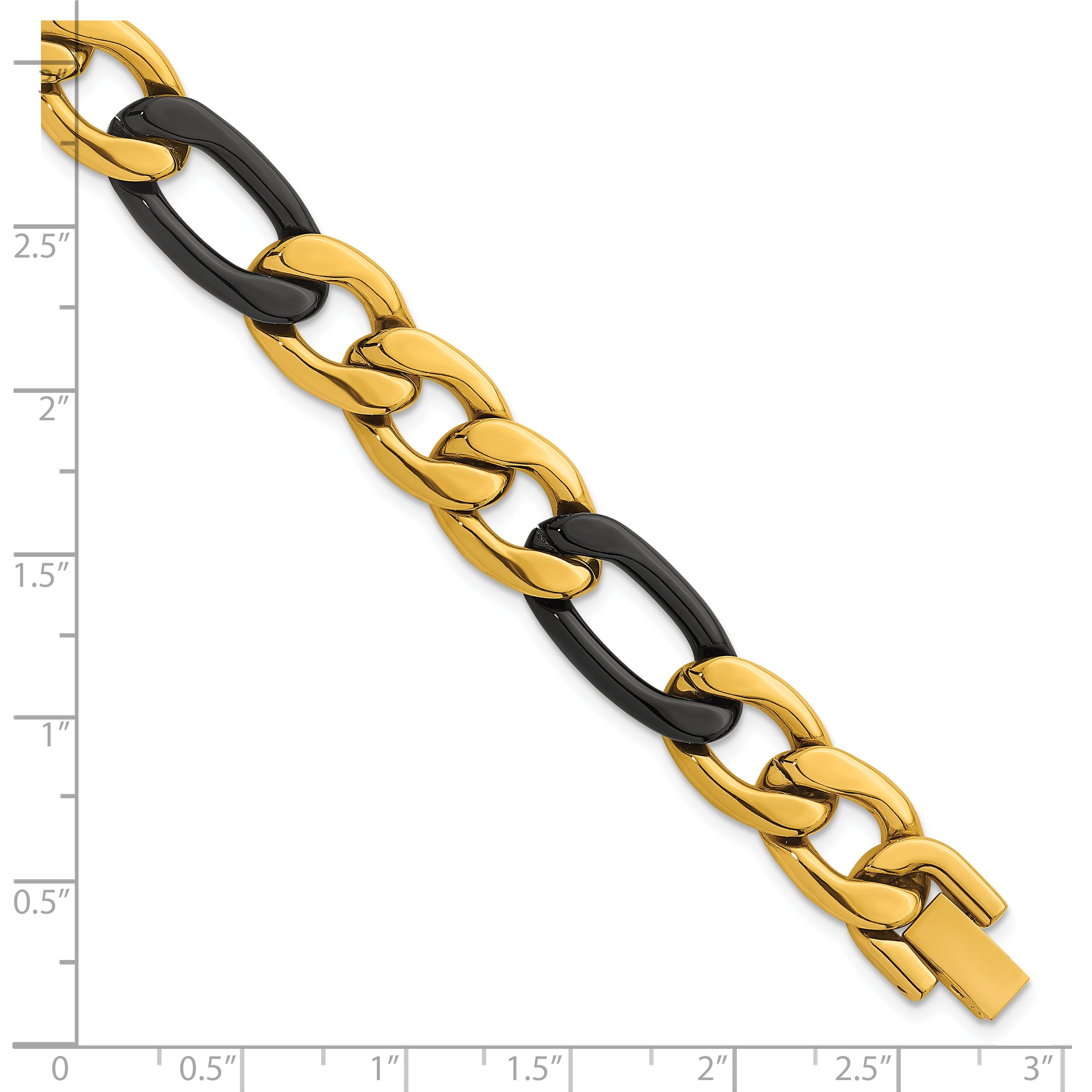 Polished Gold-Tone Stainless Steel Figaro Chain Bracelet 11mm