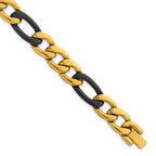 Polished Gold-Tone Stainless Steel Figaro Chain Bracelet 11mm