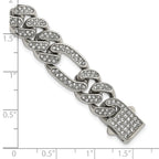Polished Crystal Stainless Steel Figaro Chain Bracelet 12mm