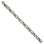 Polished Crystal Stainless Steel Curb Chain Bracelet 11mm