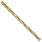 Gold-Tone Polished Crystal Stainless Steel Curb Chain Bracelet 11mm