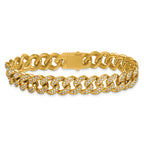 Gold-Tone Polished Crystal Stainless Steel Curb Chain Bracelet 11mm