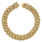 Gold-Tone Polished Crystal Stainless Steel Curb Chain Bracelet 11mm