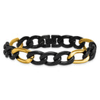 Polished Gold-Tone Stainless Steel Figaro Chain Bracelet 11mm 8.5in