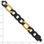 Polished Gold-Tone Stainless Steel Figaro Chain Bracelet 11mm 8.5in