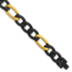Polished Gold-Tone Stainless Steel Figaro Chain Bracelet 11mm 8.5in