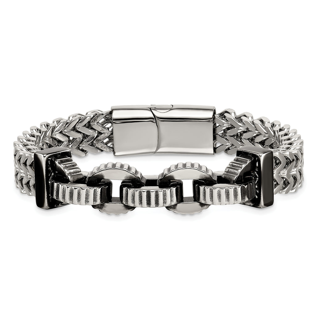 Antiqued Black Stainless Steel Bracelet 11mm