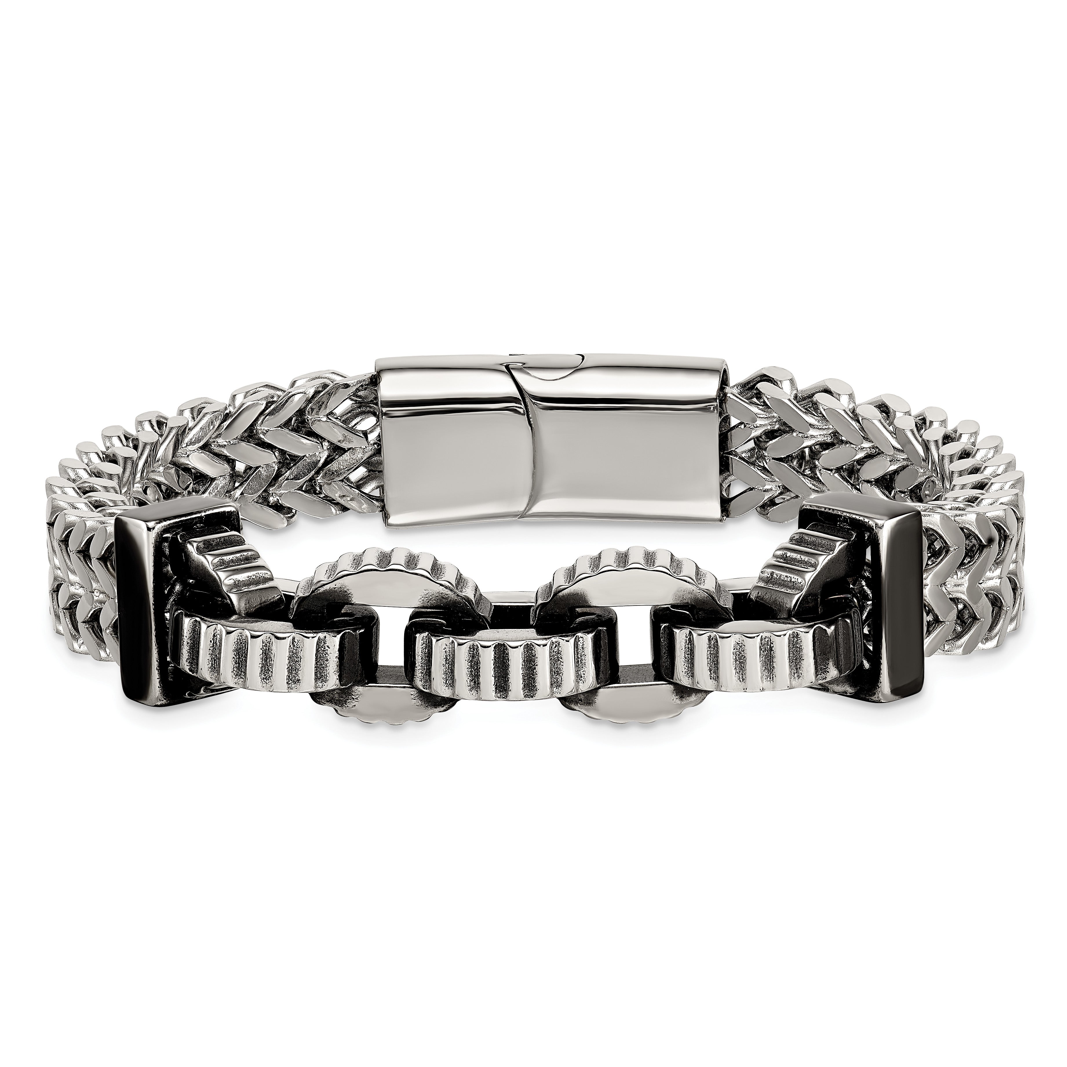 Antiqued Black Stainless Steel Bracelet 11mm