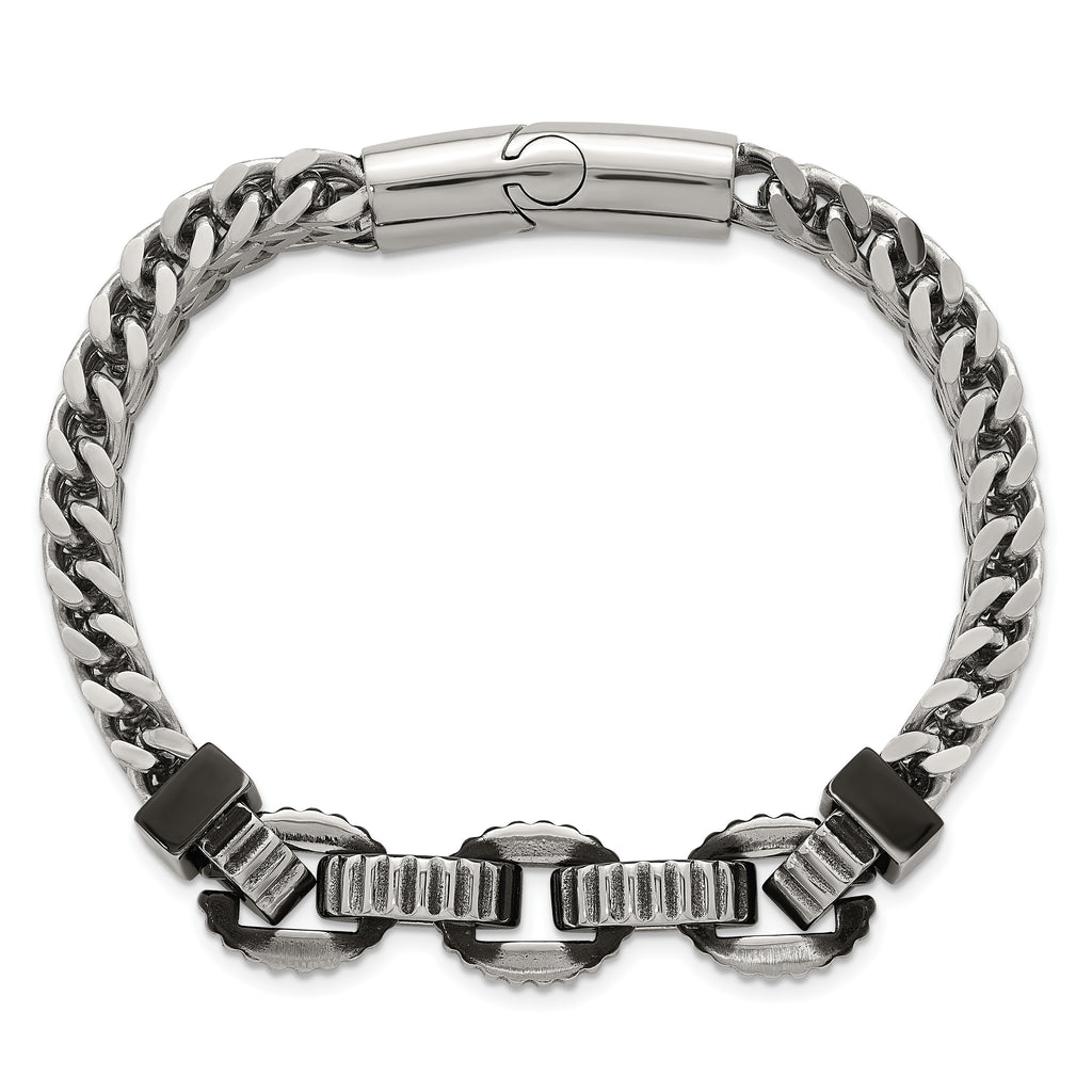 Antiqued Black Stainless Steel Bracelet 11mm