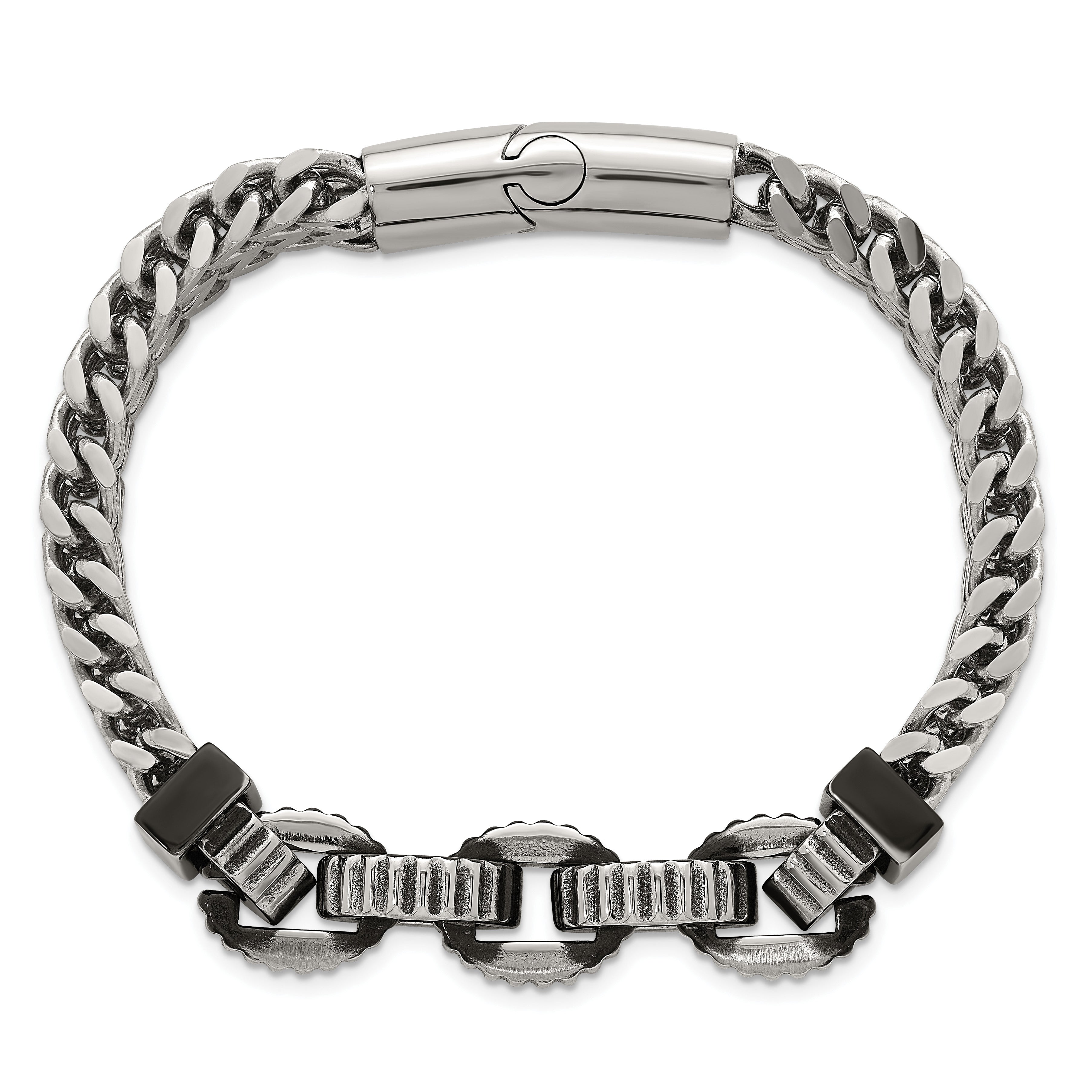 Antiqued Black Stainless Steel Bracelet 11mm