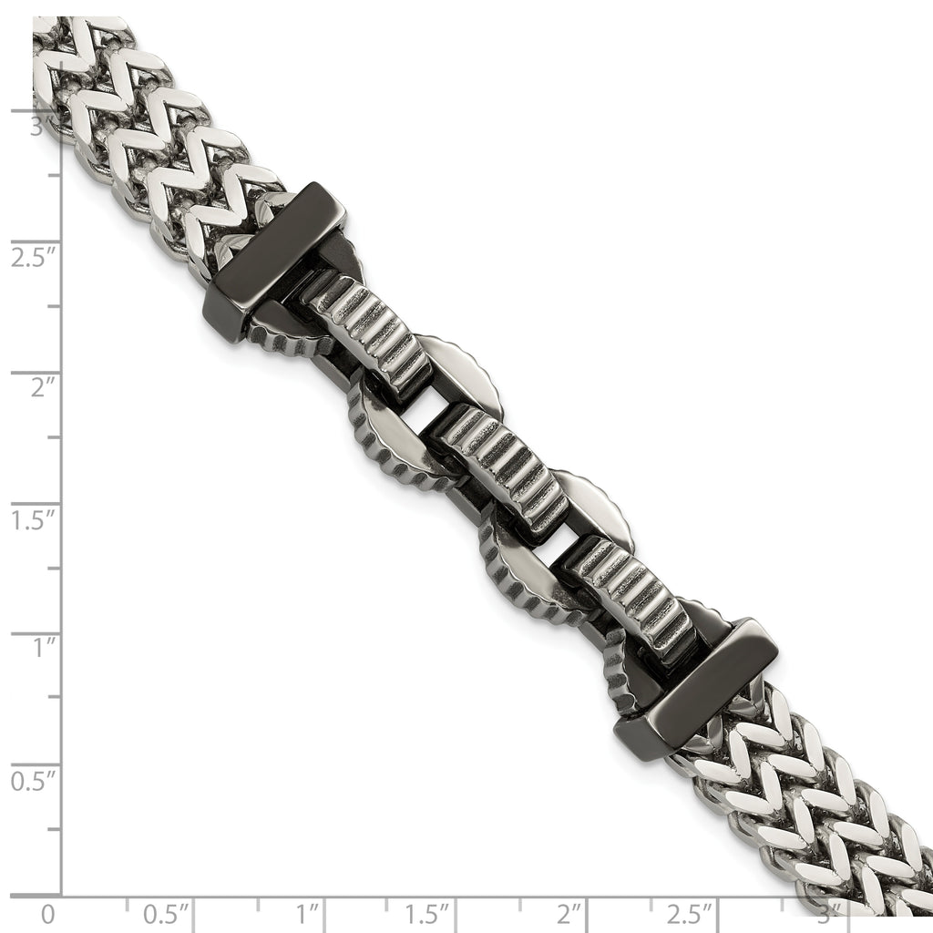 Antiqued Black Stainless Steel Bracelet 11mm